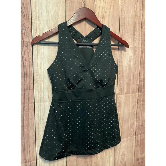 Soma Intimates Small Polka Dot Sleeveless V Neck Crossback Athletic Top black - Picture 2 of 5